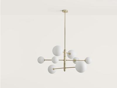 Подвесной светильник Aromas del Campo Люстра Atom 8L латунь - белые плафоны арт. 100995