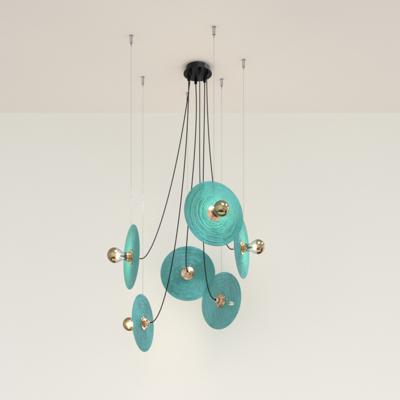 Подвесной светильник Aromas del Campo Люстра Fest 6L с бирюзовыми стеклянными дисками 1223 арт. 459013