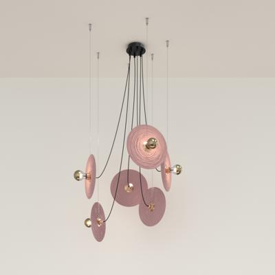 Подвесной светильник Aromas del Campo Люстра Fest 6L с розовыми стеклянными дисками 1223 арт. 459017