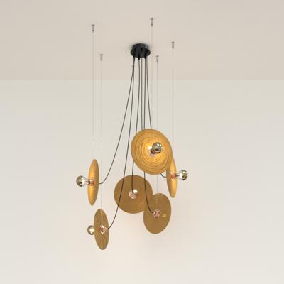 Подвесной светильник Aromas del Campo Люстра Fest 6L с янтарными стеклянными дисками 1223 арт. 459011