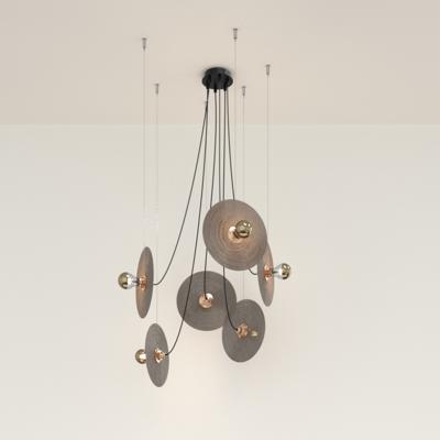 Подвесной светильник Aromas del Campo Люстра Fest 6L с коричневыми стеклянными дисками 1223 арт. 459015