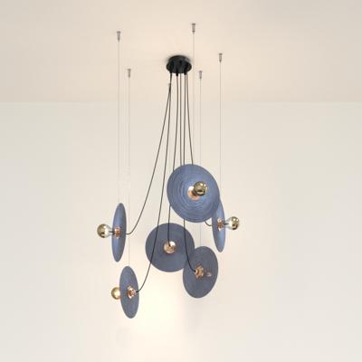 Подвесной светильник Aromas del Campo Люстра Fest 6L с темно-синими стеклянными дисками 1223 арт. 459019