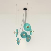 Подвесной светильник Aromas del Campo Люстра Fest 6L с бирюзовыми стеклянными дисками 1223 арт. 459013