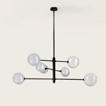 Подвесной светильник Aromas del Campo Люстра Atom 8L черная - прозрачные плафоны арт. 094231