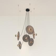 Подвесной светильник Aromas del Campo Люстра Fest 6L с коричневыми стеклянными дисками 1223 арт. 459015