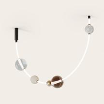 Подвесной светильник Aromas del Campo Подвес горизонтальный Yma с 4 акс. WHITE, METAL ORO MATE, TRANSPARENTE 20CM, FUME GRIS 20CM арт. 434567