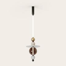 Подвесной светильник Aromas del Campo Подвес вертикальный Yma с 5 акс. WHITE, METAL ORO MATE, FUME GRIS 20CM, ALABASTRO 35CM арт. 434569