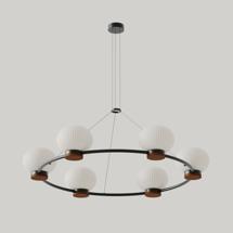Подвесной светильник Aromas del Campo Люстра Irzo 6 матовый черный / коричневая кожа арт. 503818