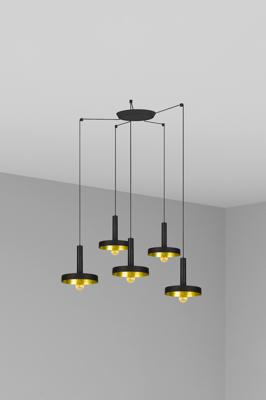 Подвесной светильник Faro Люстра Whizz 5L черная / золотая арт. 107768