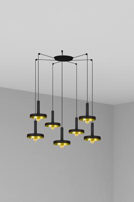 Подвесной светильник Faro Люстра Whizz 7L черная / золотая арт. 107772