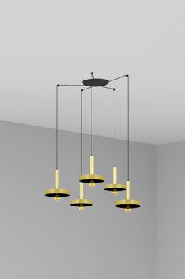 Подвесной светильник Faro Люстра Whizz 5L золотая / черная арт. 107770