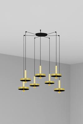 Подвесной светильник Faro Люстра Whizz 7L золотая / черная арт. 107774