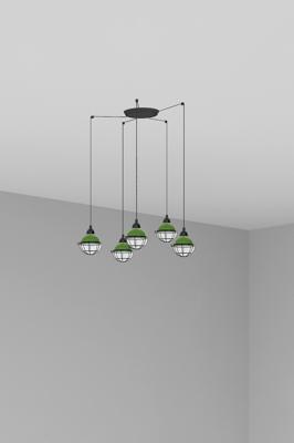 Подвесной светильник Faro Люстра Claire 5L зеленая арт. 107904