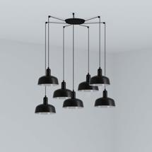 Подвесной светильник Faro Подвесной светильник TATAWIN с абажуром черный металл 7xE27 арт. 219509
