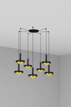 Подвесной светильник Faro Люстра Whizz 7L черная / золотая арт. 107772