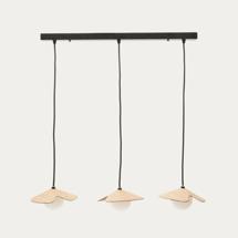 Подвесной светильник La Forma (ех Julia Grup) Подвесной светильник из дуба Wilara с 3 белыми шарами из дымчатого стекла арт. 262135