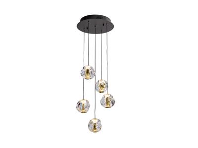 Подвесной светильник Schuller Люстра Zaria 5L- черный/золотой D30 DIM арт. 263370