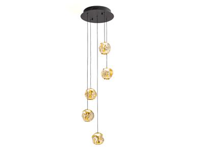 Подвесной светильник Schuller Люстра Zaria 5L черный/бронзовый/янтарный D25 DIM арт. 263372