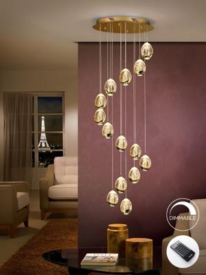 Подвесной светильник Schuller Люстра Rocio LED 14L DIM золотая арт. 064326