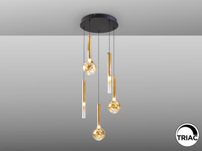 Подвесной светильник Schuller Essenza Люстра 5L - черный-золотой арт. 465787