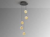 Подвесной светильник Schuller Люстра Zaria 5L черный/бронзовый/янтарный D25 DIM арт. 263372