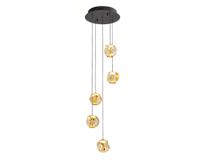 Подвесной светильник Schuller Люстра Zaria 5L черный/бронзовый/янтарный D25 DIM арт. 263372