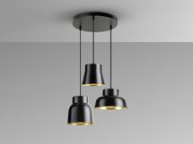 Подвесной светильник Schuller Vulcano Люстра 3L D50 черный/золотистый арт. 439136