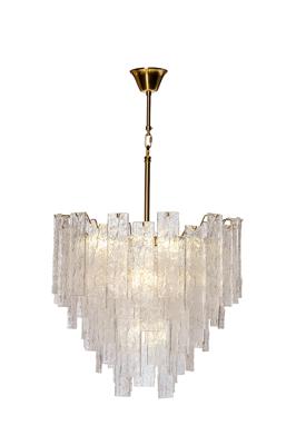 Потолочный светильник Garda Decor 91GH-1014-8 Люстра потолочная Лёд (Ice) рифленое стекло/латунь d.53см h.68см арт. 91GH-1014-8