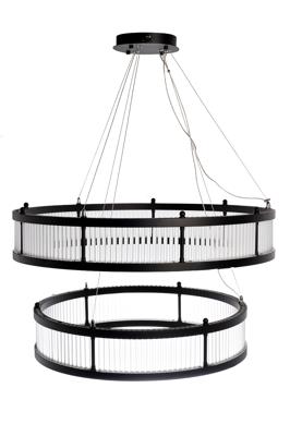 Потолочный светильник Garda Decor K2KM12852 Люстра Анкона двойная (Ancona Double) круглая чёрный матовый/стекло прозр. арт. K2KM12852