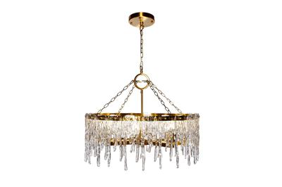 Потолочный светильник Garda Decor K2KG1102P-8A Люстра Тиара (Tiara) круглая латунь/стекло прозр. d80*h63см арт. K2KG1102P-8A