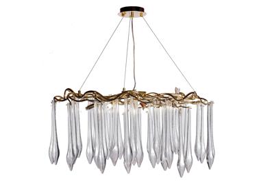 Потолочный светильник Garda Decor 86-80358 Люстра круглая "Капли" d.80*h.50см, золото арт. 86-80358