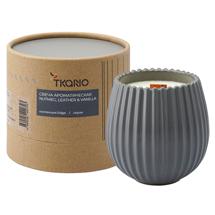 Свеча Tkano Свеча ароматическая с деревянным фитилём nutmeg, leather & vanilla из коллекции edge, серый, 60 ч арт. TK23-ARO0066