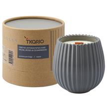 Свеча Tkano Свеча ароматическая с деревянным фитилём musk, rose & cedarwood из коллекции edge, серый, 60 ч арт. TK23-ARO0068